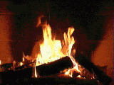 Animated fireplace burning logs